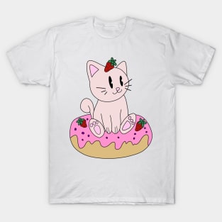 Cat Strawberry Dessert T-Shirt